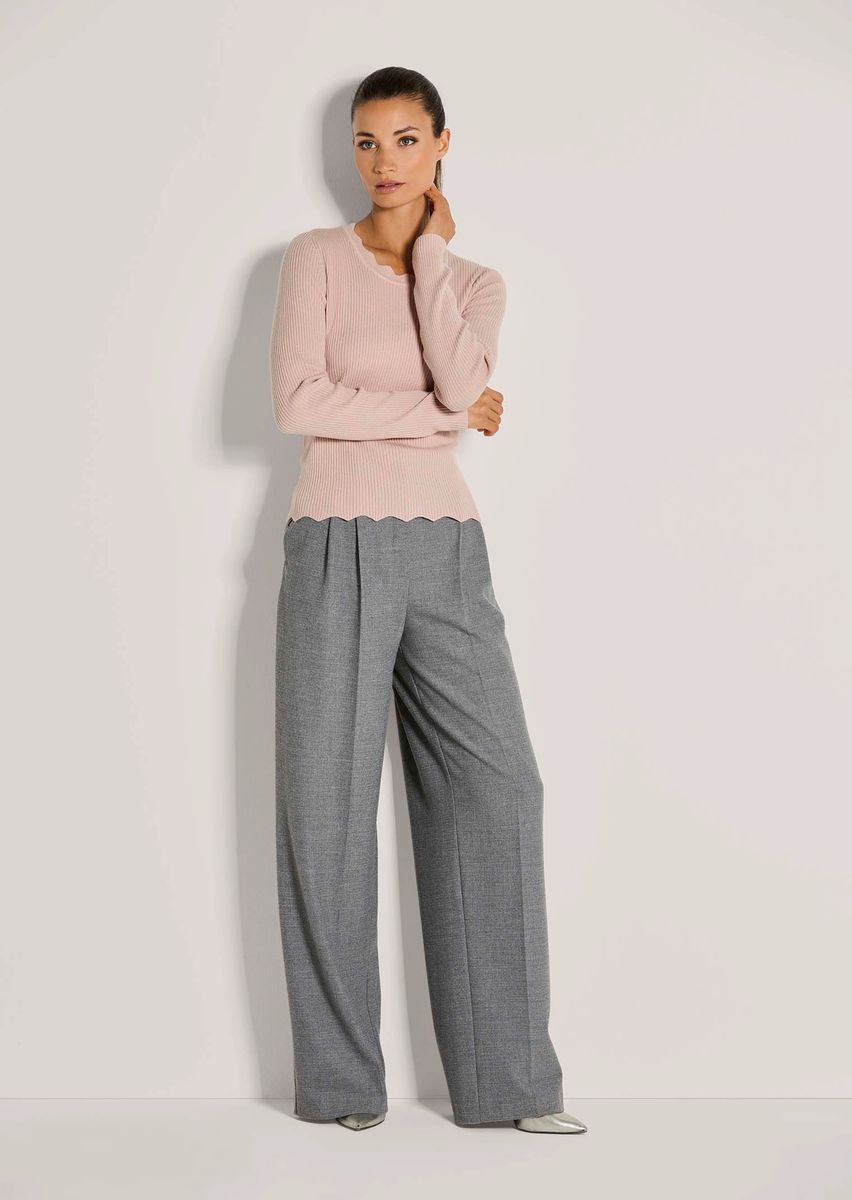 Rippstrick-Pullover mit Wellenkante