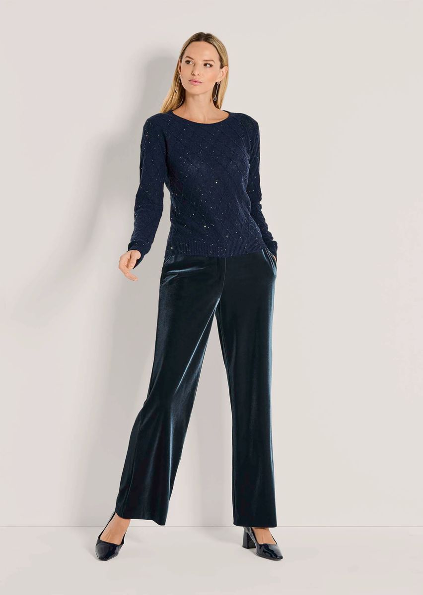 Funkelnder Wollpullover mit Rautenmuster