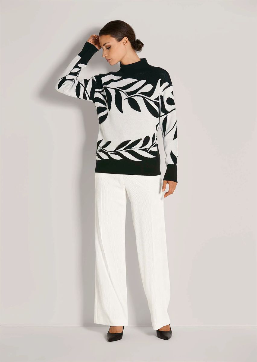 Jacquard-Pullover mit floralem Muster