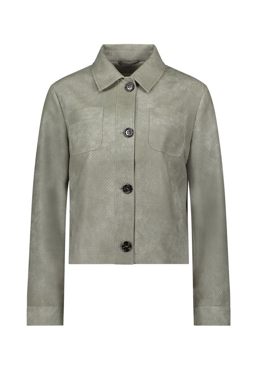 Perforierte Kunstleder-Hemdjacke
