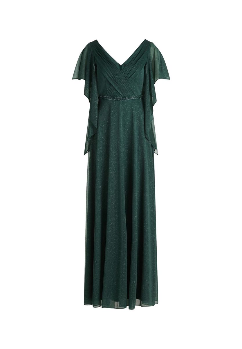 Elegantes Glitzer-Gala-Kleid mit Volantärmeln