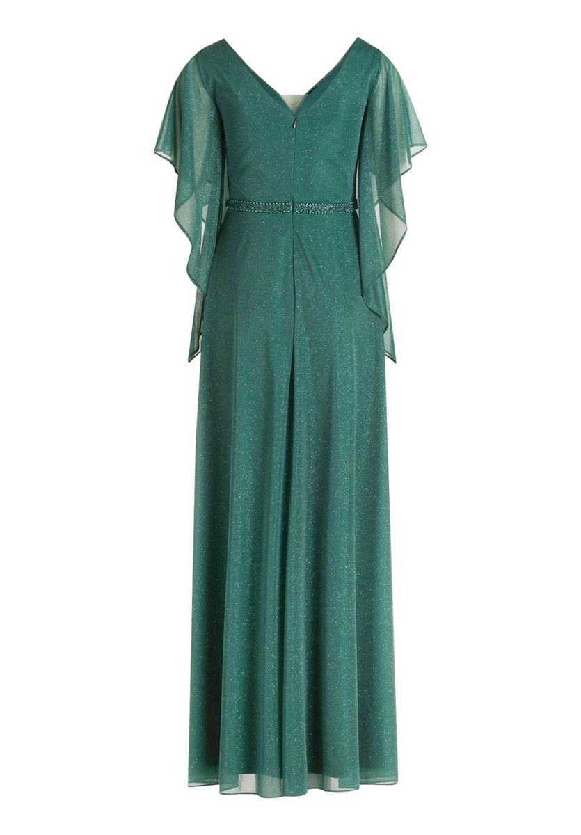 Elegantes Glitzer-Gala-Kleid mit Volantärmeln