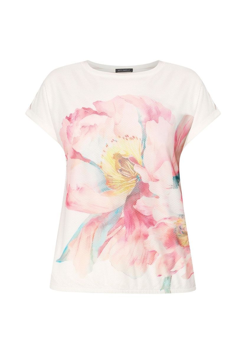 Kurzarmshirt mit floralem Platzierungsprint