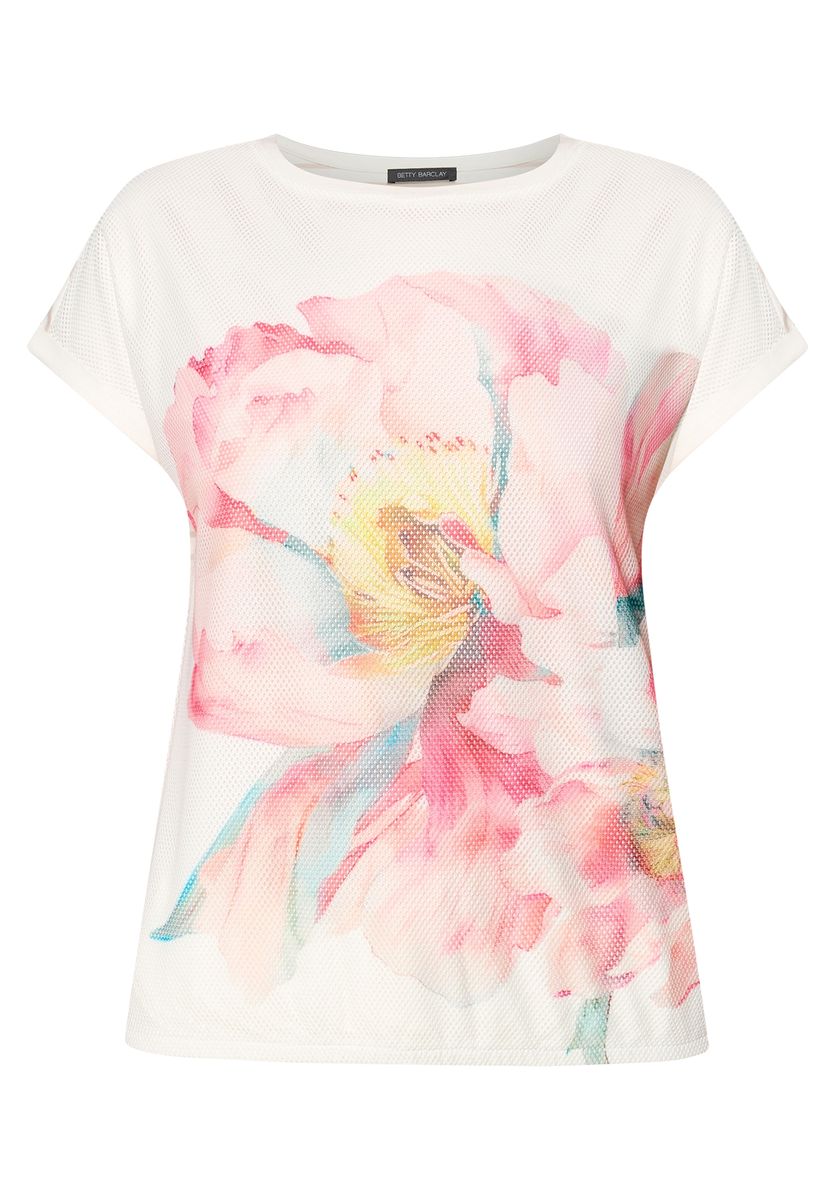 Kurzarmshirt mit floralem Platzierungsprint