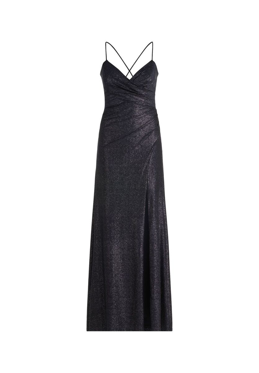 Schimmerndes Maxikleid mit Raffung