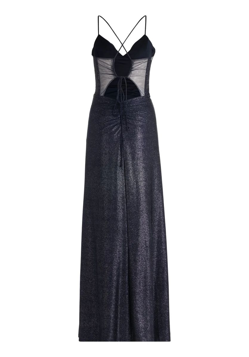 Schimmerndes Maxikleid mit Raffung