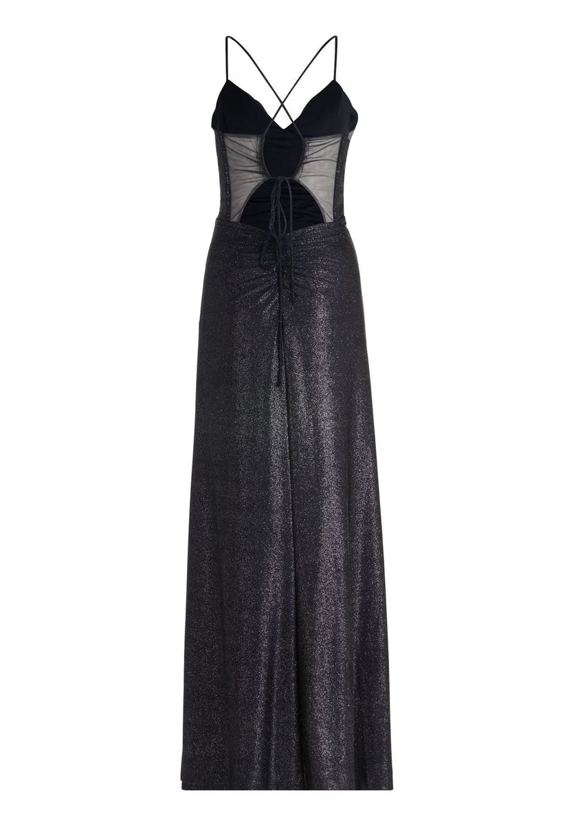 Schimmerndes Maxikleid mit Raffung
