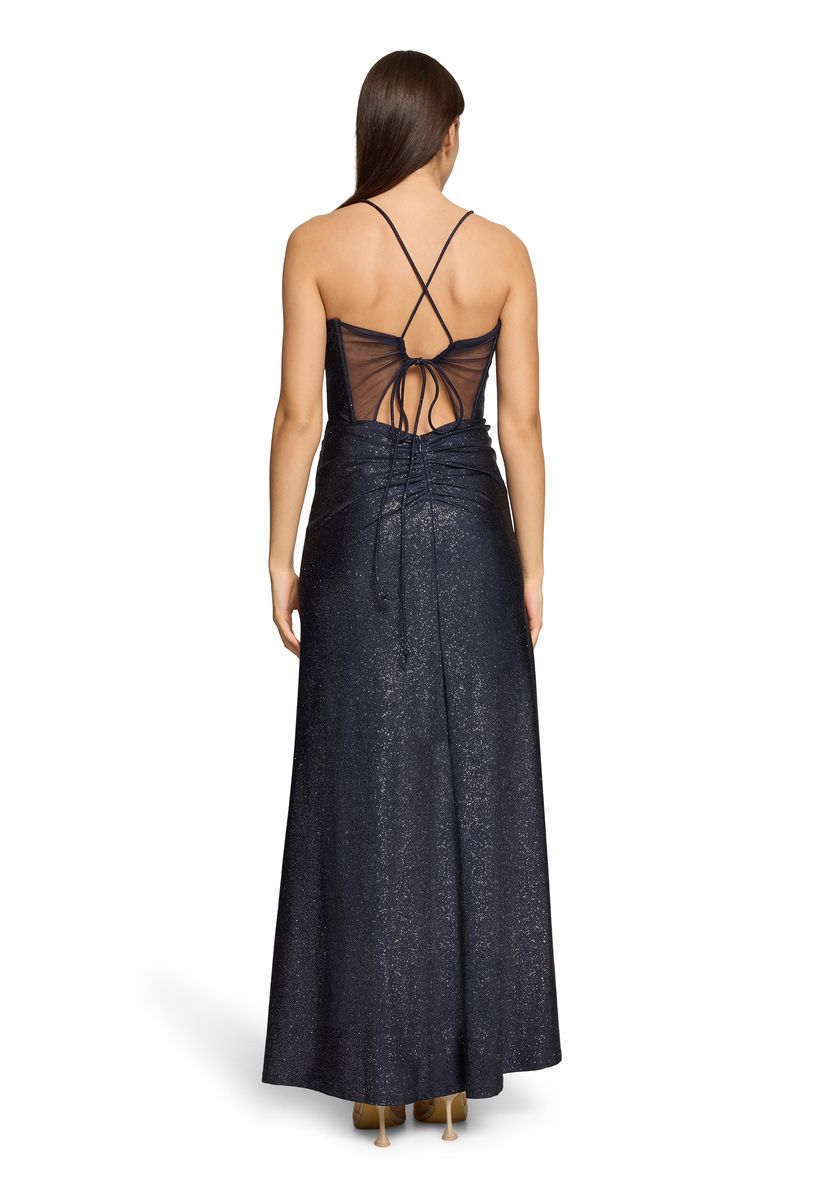 Schimmerndes Maxikleid mit Raffung