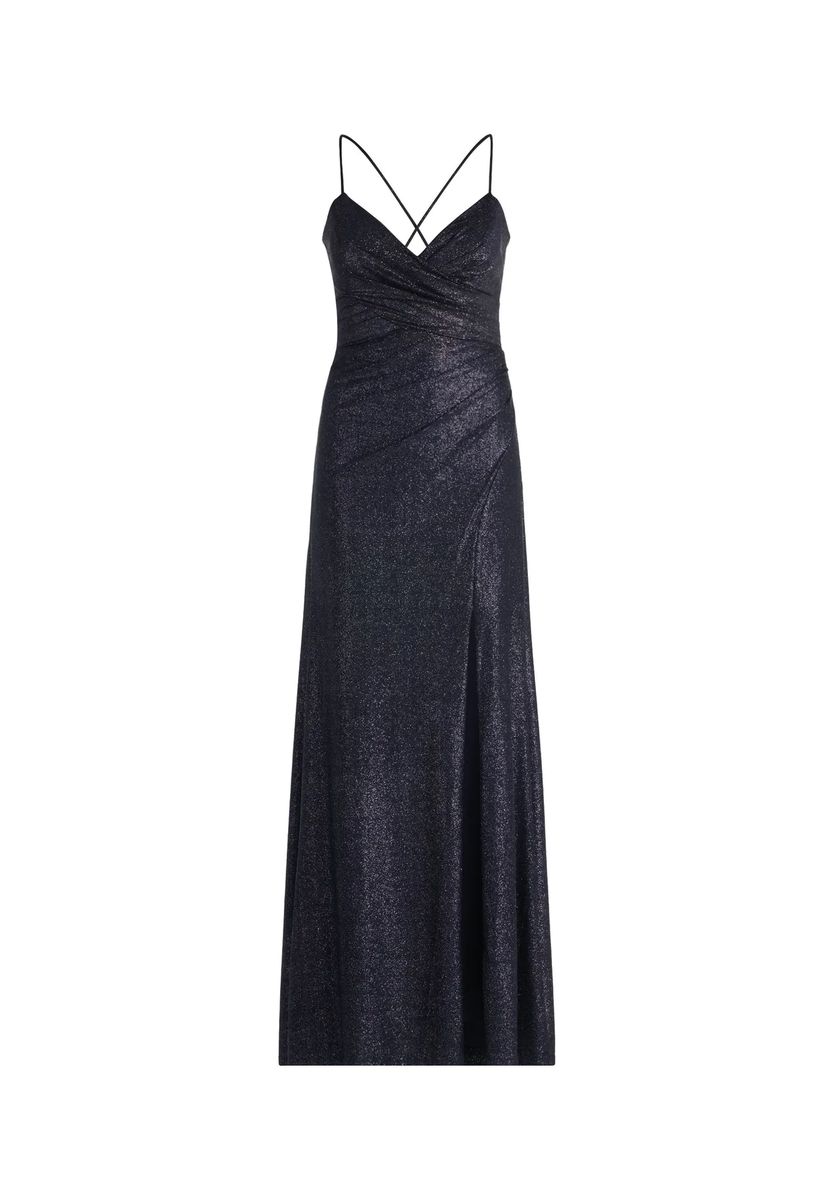 Schimmerndes Maxikleid mit Raffung