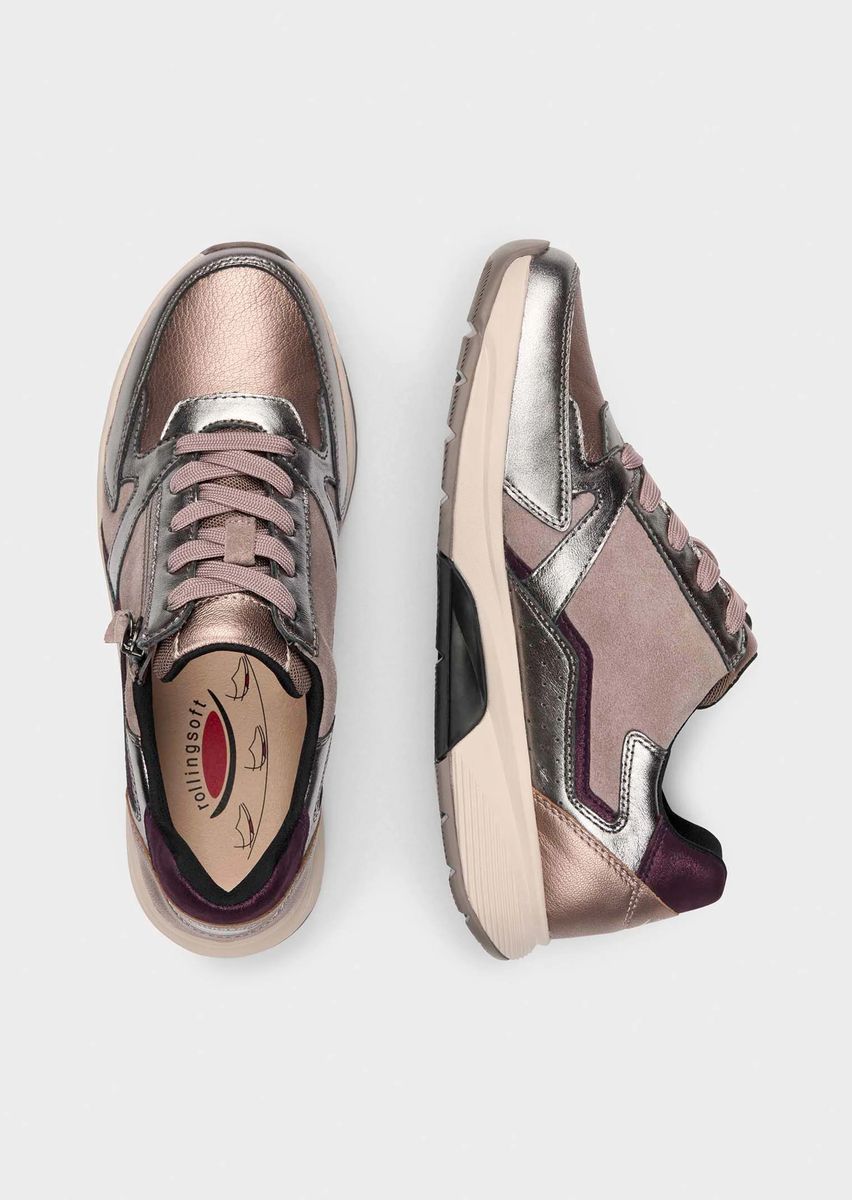 Metallic-Leder Low-Top Sneaker