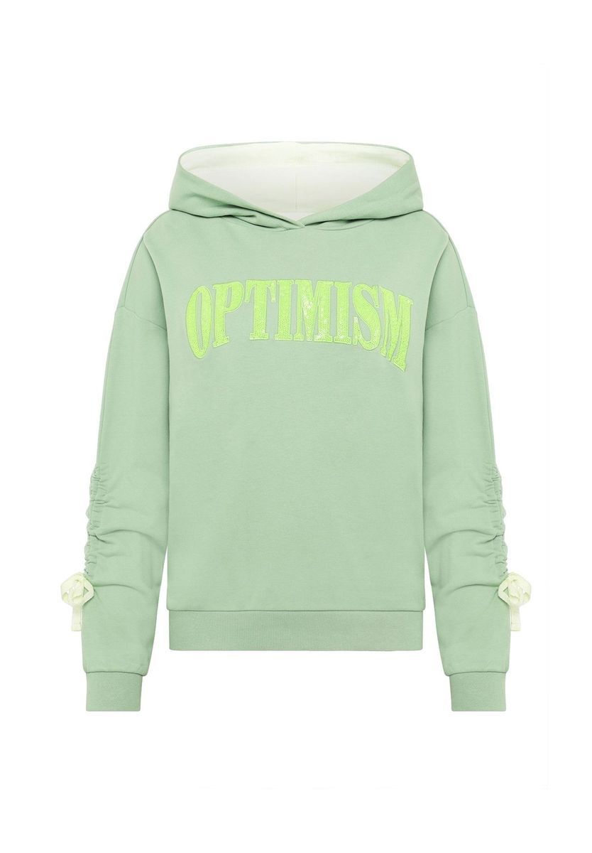 Oversized-Hoodie mit grafischem Print und Schleifen-Ärmeln