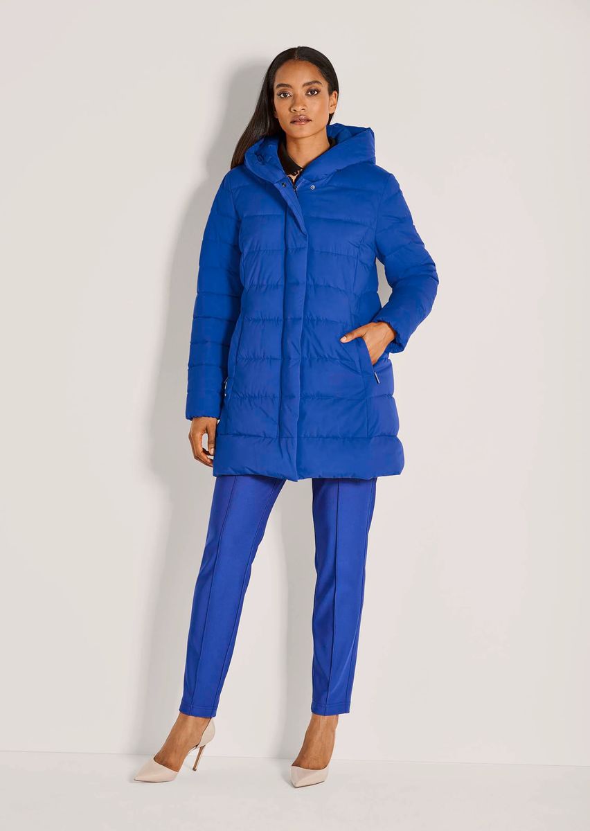 Lange Steppjacke mit Kapuze