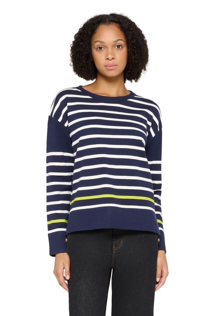 Gestreifter Strickpullover mit Rundhalsausschnitt