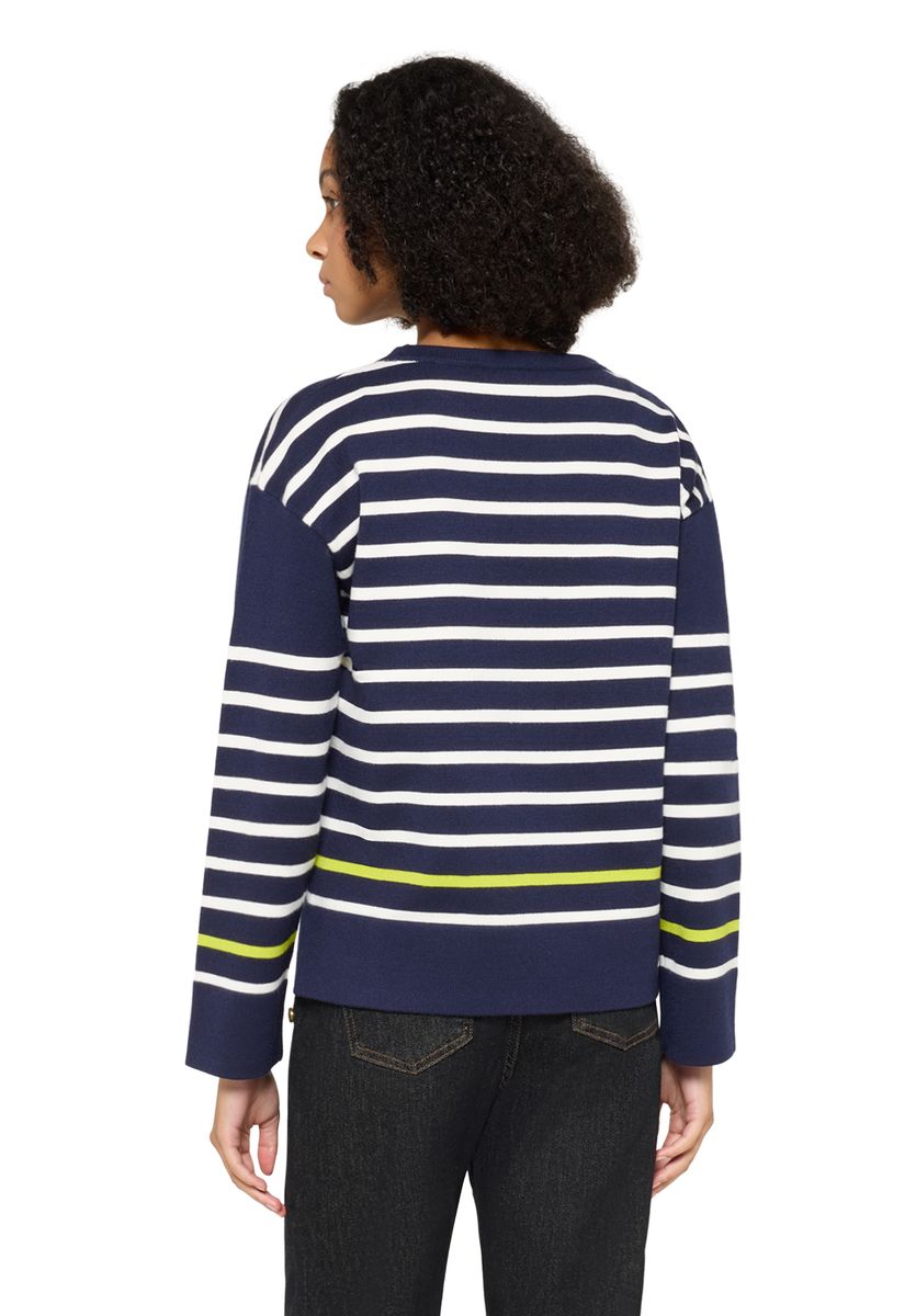 Gestreifter Strickpullover mit Rundhalsausschnitt
