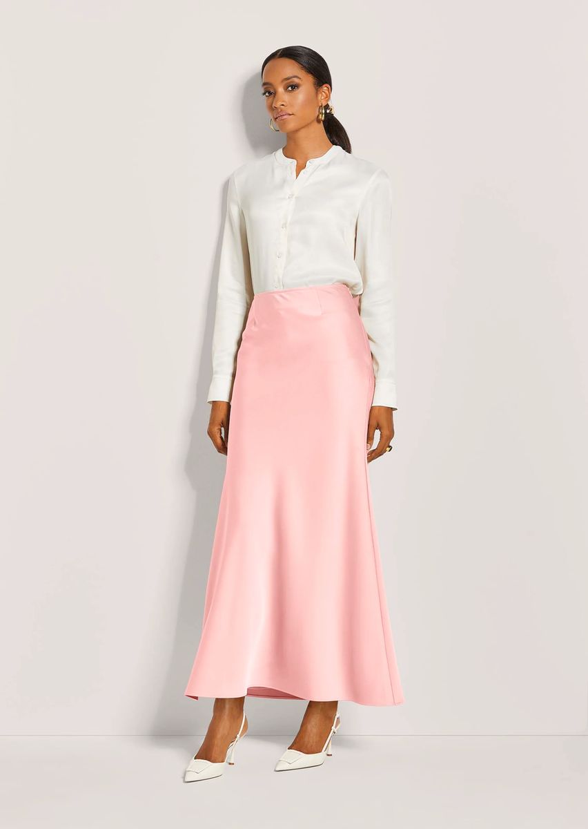 Eleganter Satin-Maxirock mit hoher Taille