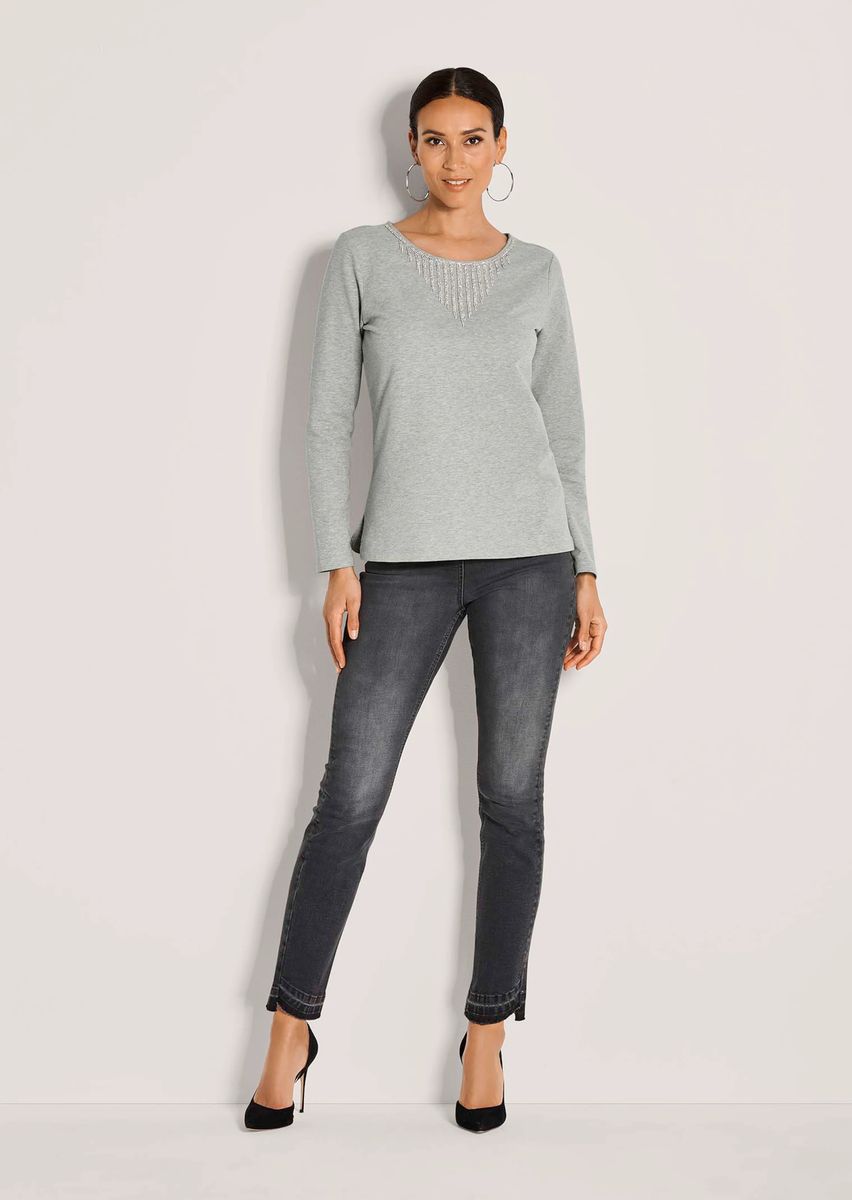 Langarm-Sweatshirt mit Strass-Verzierung