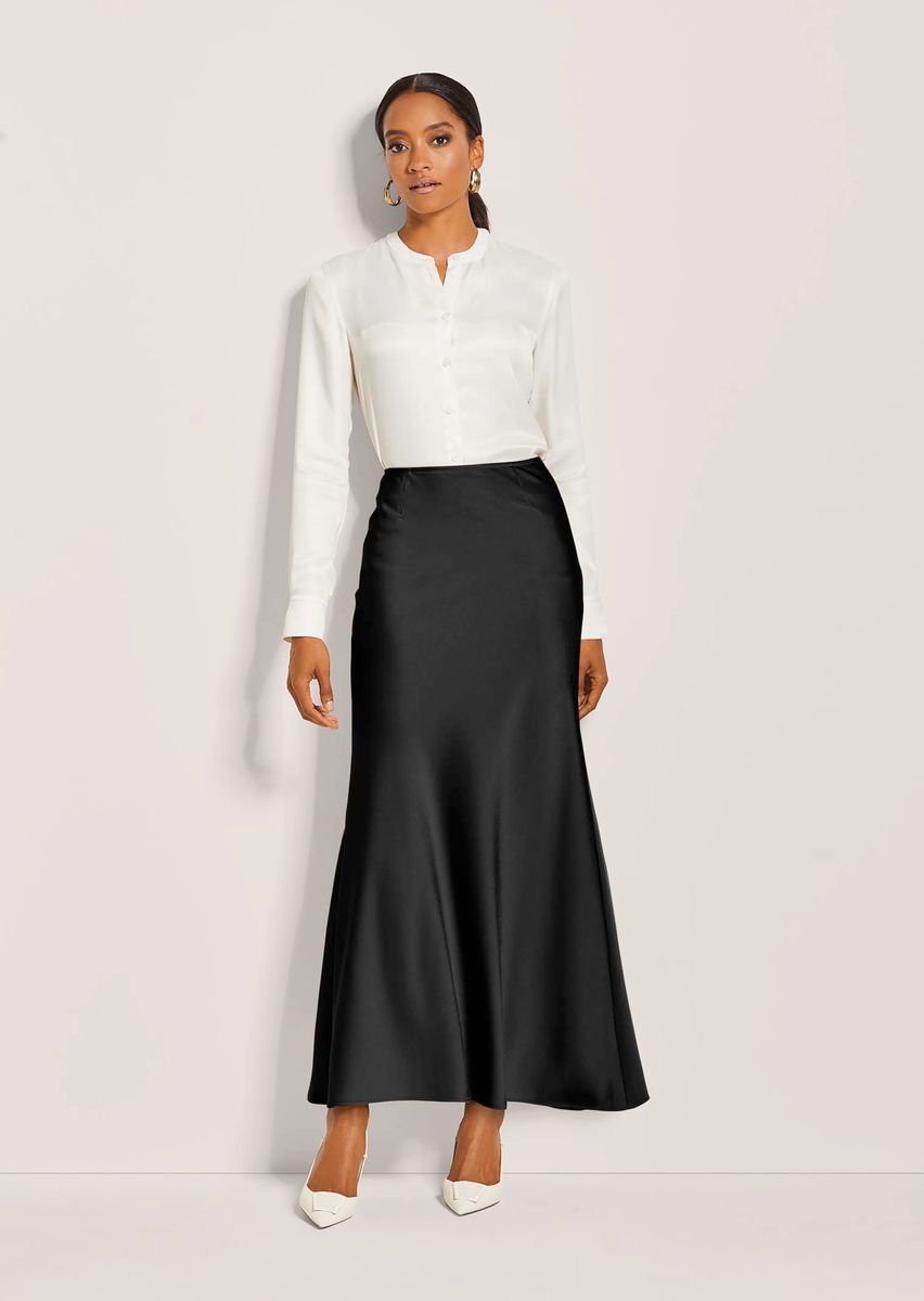 Eleganter Satin-Maxirock in Fishtail-Form