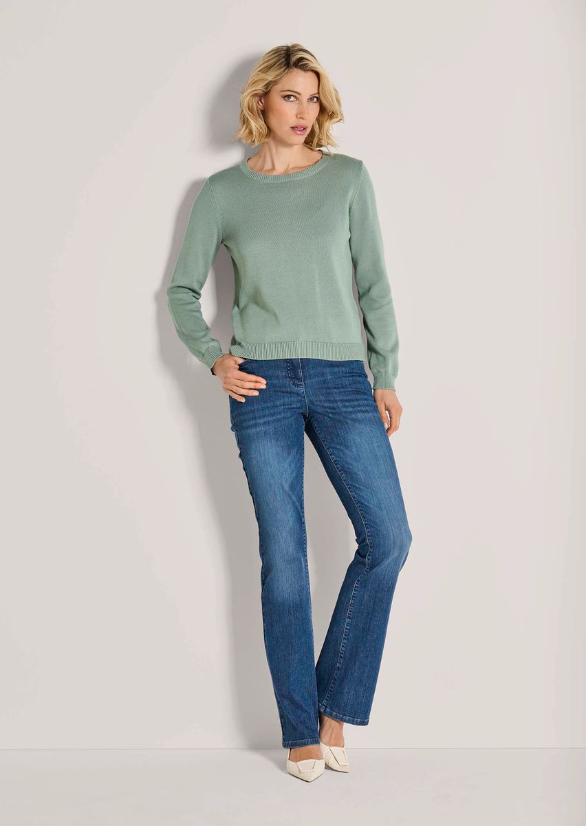 Kurzer Relaxed Feinstrickpullover aus Baumwolle
