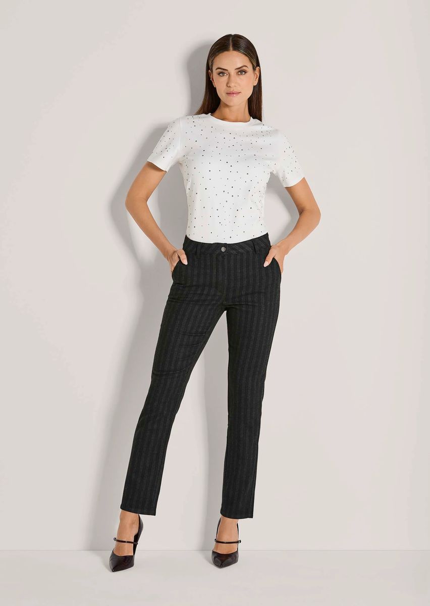Schmale Flanellhose mit Streifenmuster