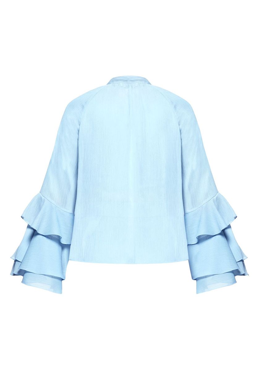 Chiffonbluse mit gestuften Volants