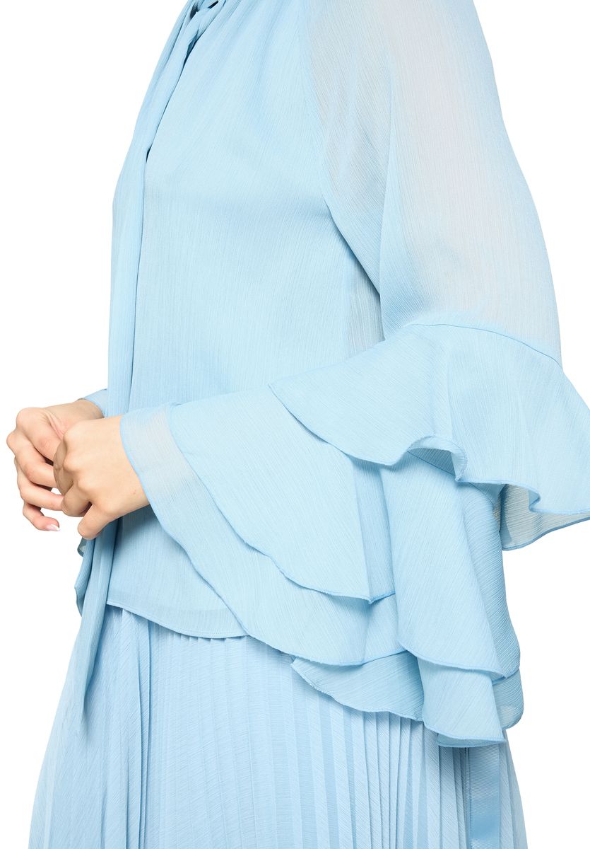 Chiffonbluse mit gestuften Volants