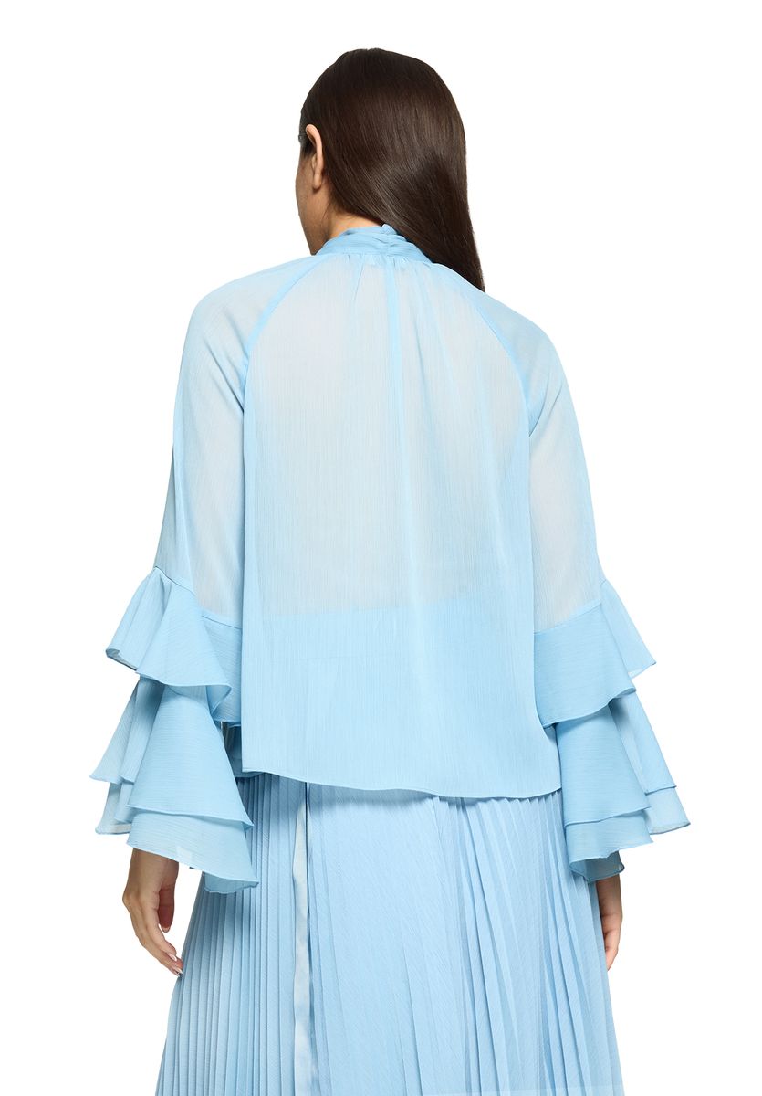 Chiffonbluse mit gestuften Volants
