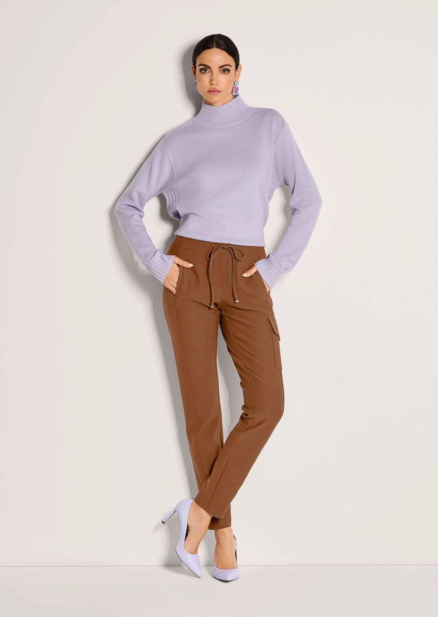 Piqué-Jersey-Cargohose mit Kordelzug