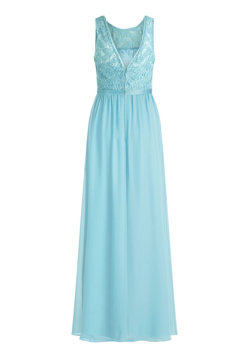 Maxikleid mit Spitze und Chiffon