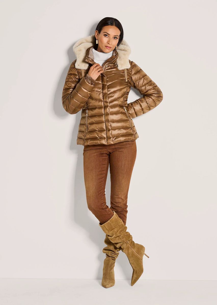 Schimmernde Steppjacke mit Kapuze