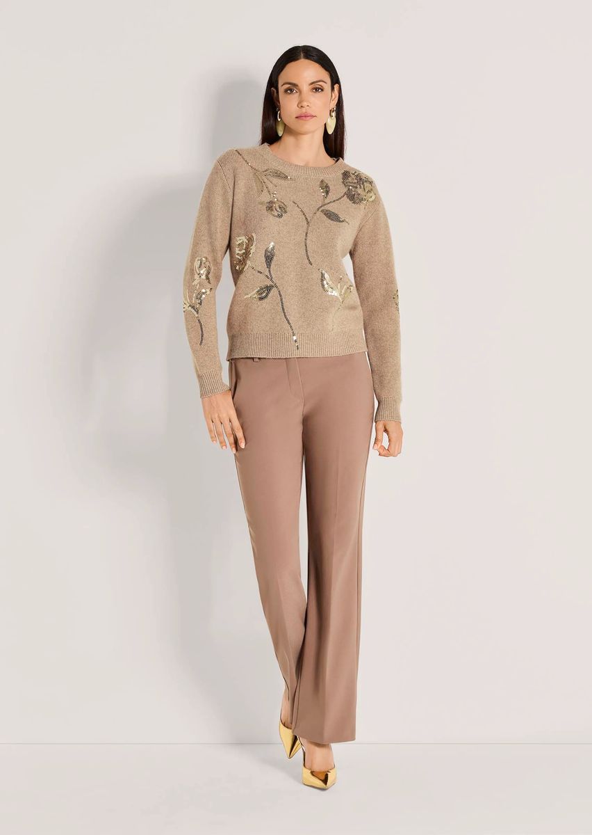 Kaschmir-Pullover mit floralen Pailletten