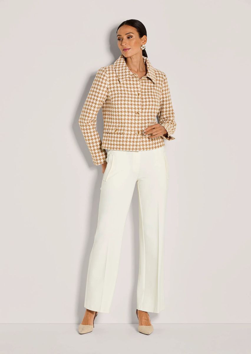 Kurzer Blazer mit Hahnentritt-Muster