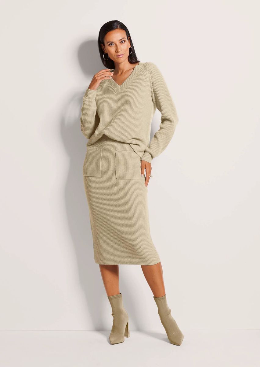 Lässiger V-Ausschnitt Pullover aus Woll-Kaschmir