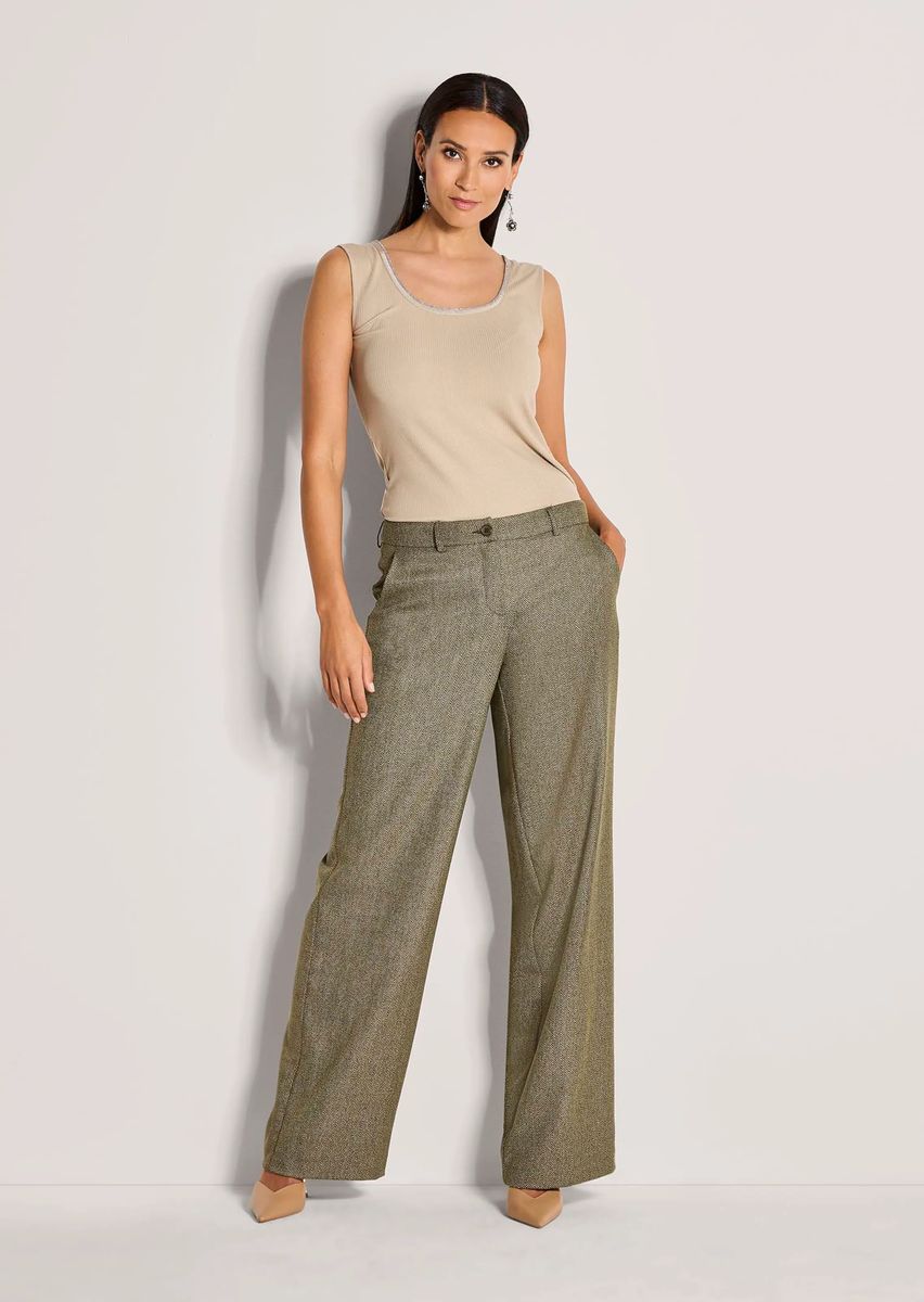 Weite Hose mit Fischgrat-Muster