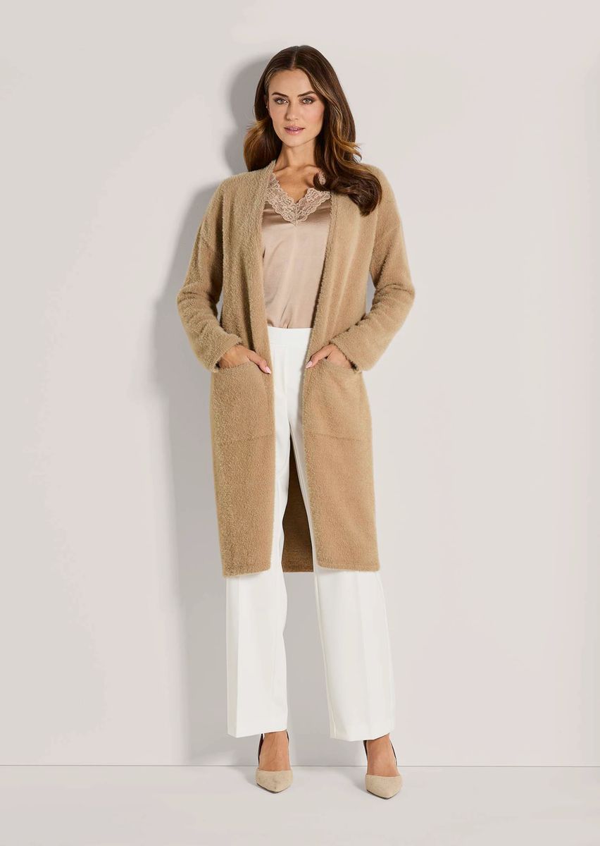 Eleganter offener Strickmantel mit Taschen