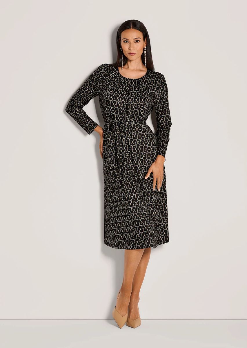 Bedrucktes Midikleid mit Bindegürtel