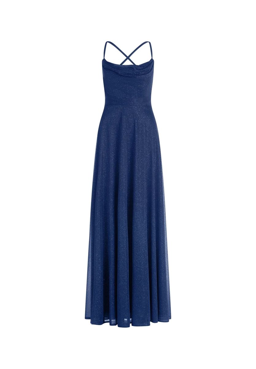 Funkelndes Maxikleid mit Wasserfallausschnitt