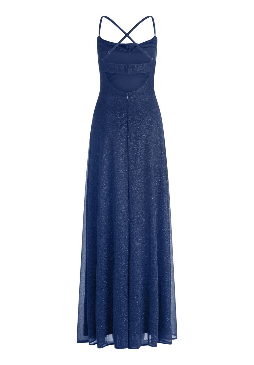 Funkelndes Maxikleid mit Wasserfallausschnitt