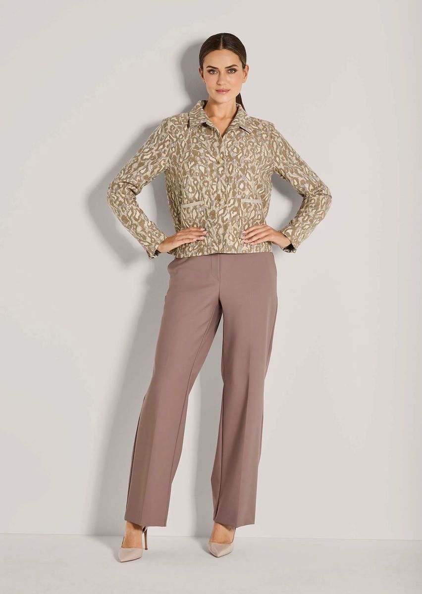 Kurzer Jacquard-Blazer mit Leopardenmuster