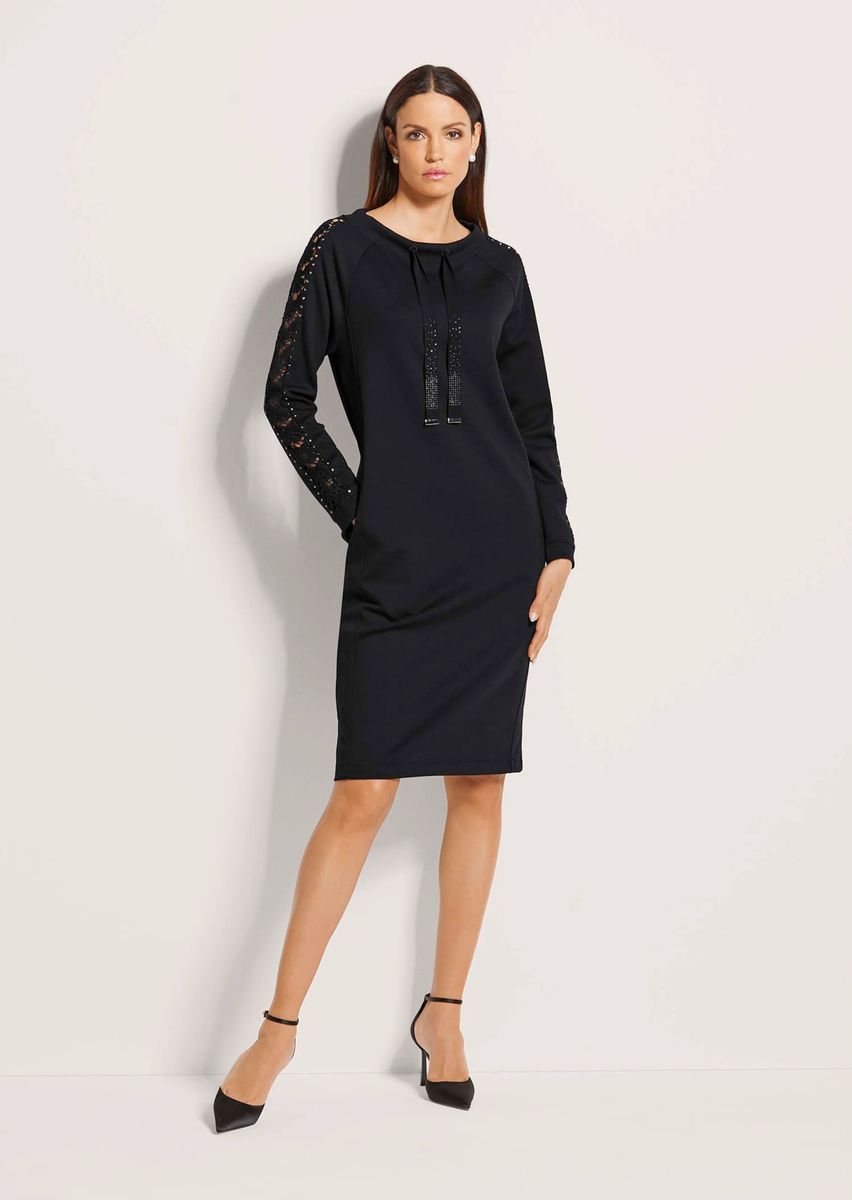 Jerseykleid mit Spitze und Strass