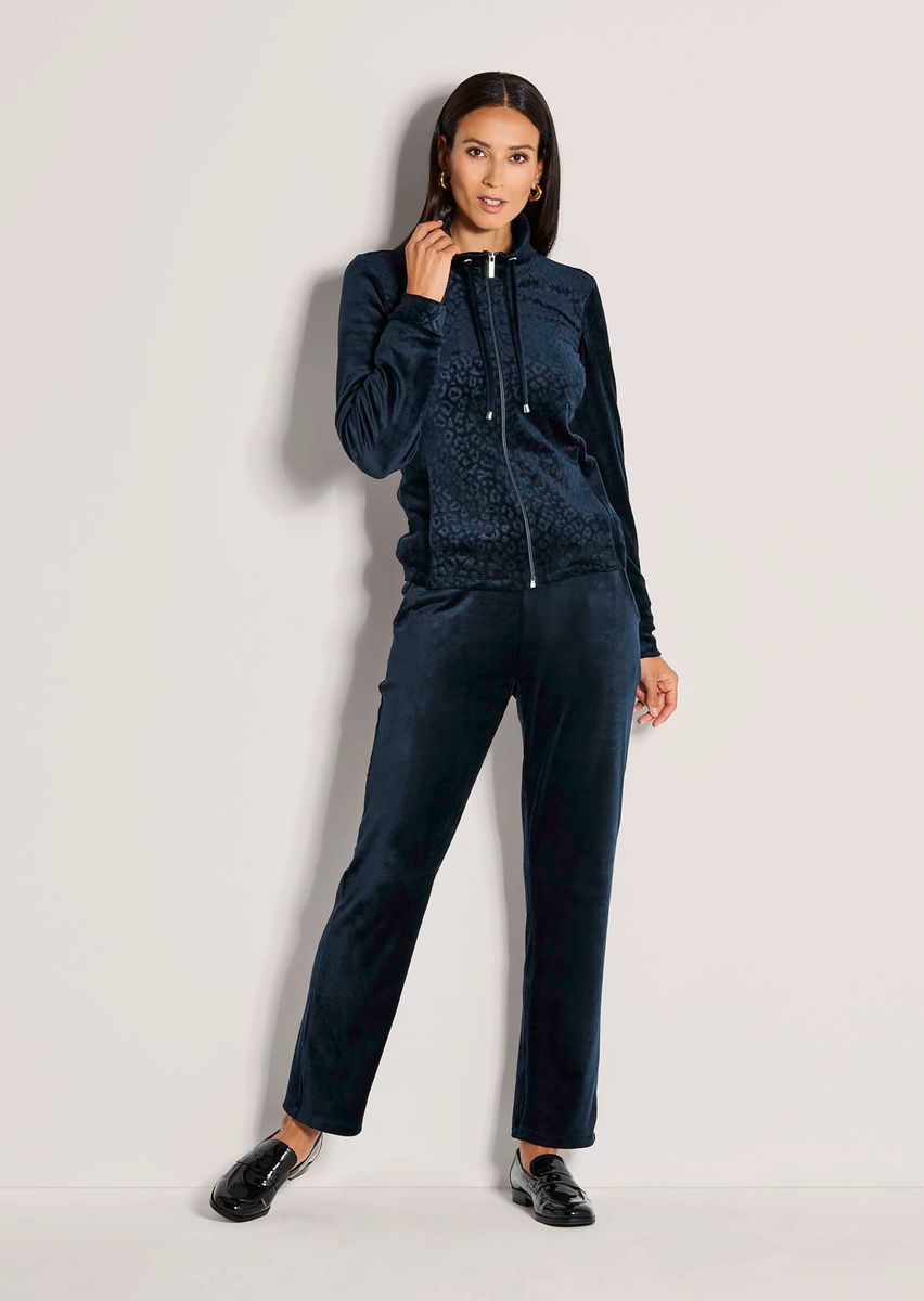 Nicki-Sweatjacke mit Animal-Print