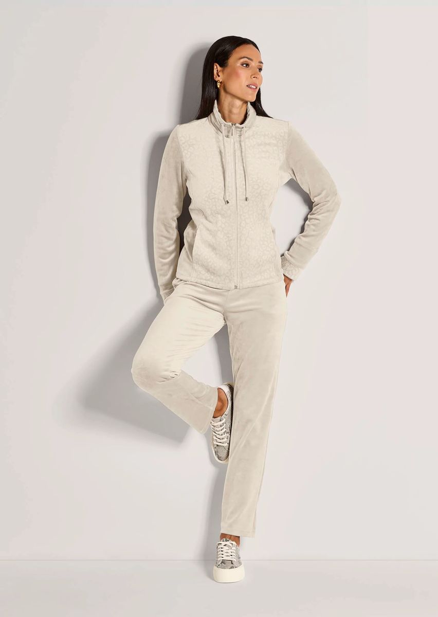 Elegante Nicki-Sweatjacke mit Stehkragen