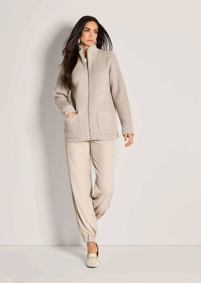 Oversized Patentstrick-Jacke mit Reißverschluss