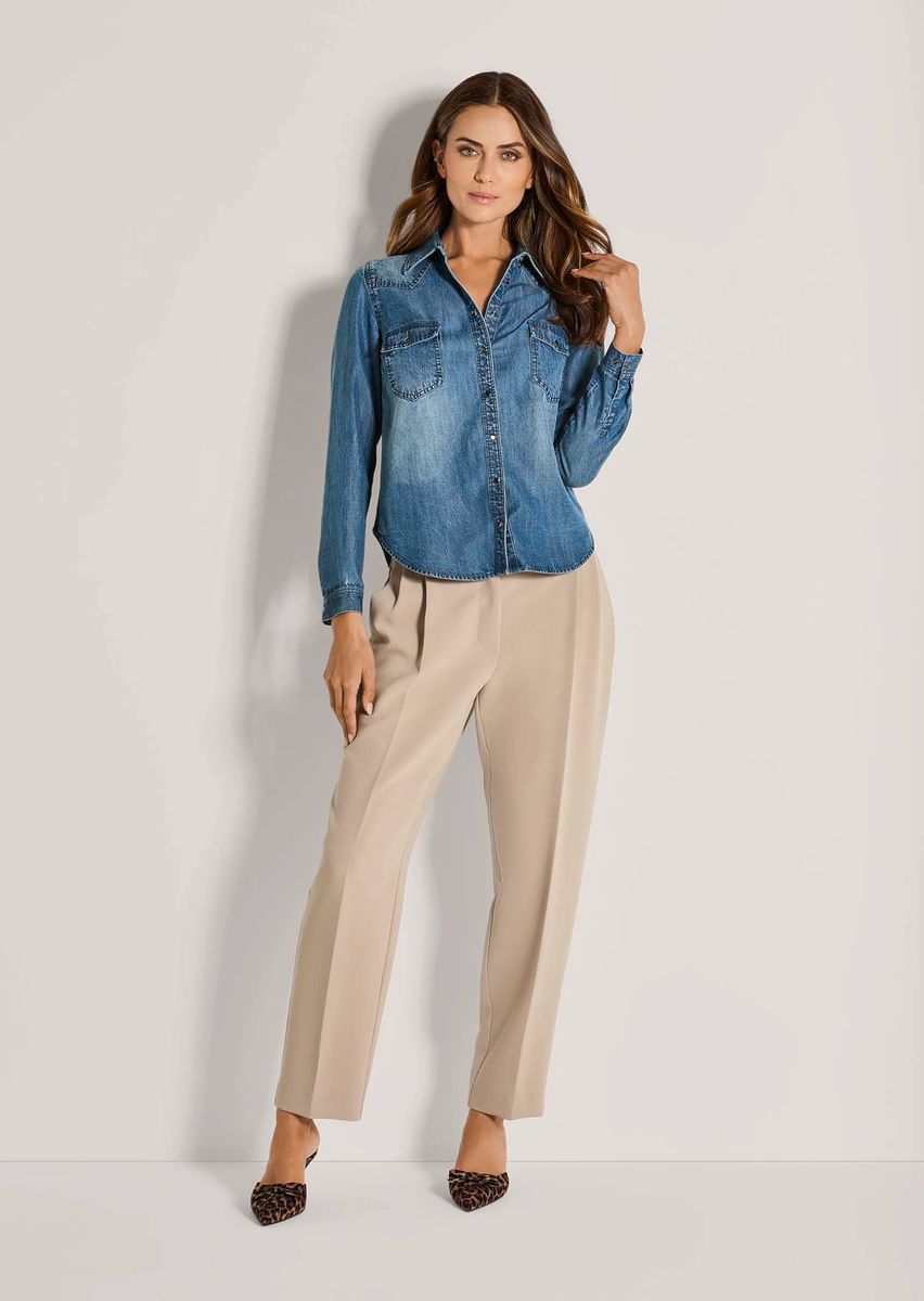 Hemdbluse in Denim-Optik mit Pattentaschen
