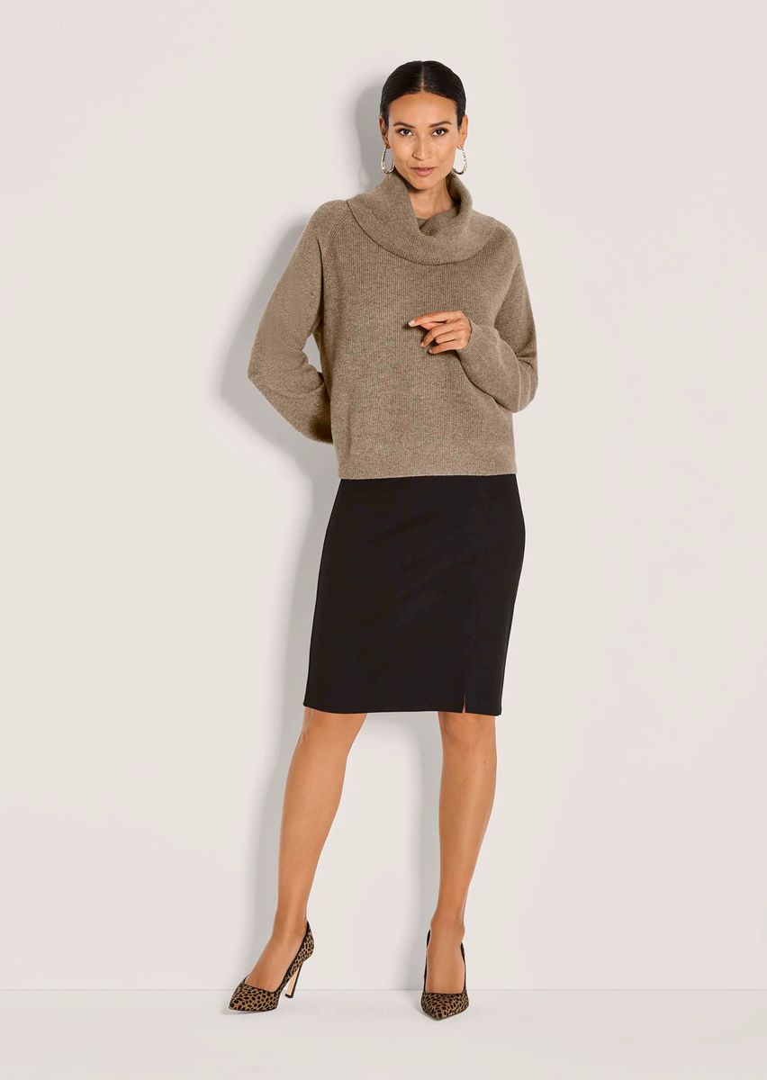 Woll-Kaschmir-Pullover mit Wasserfallkragen