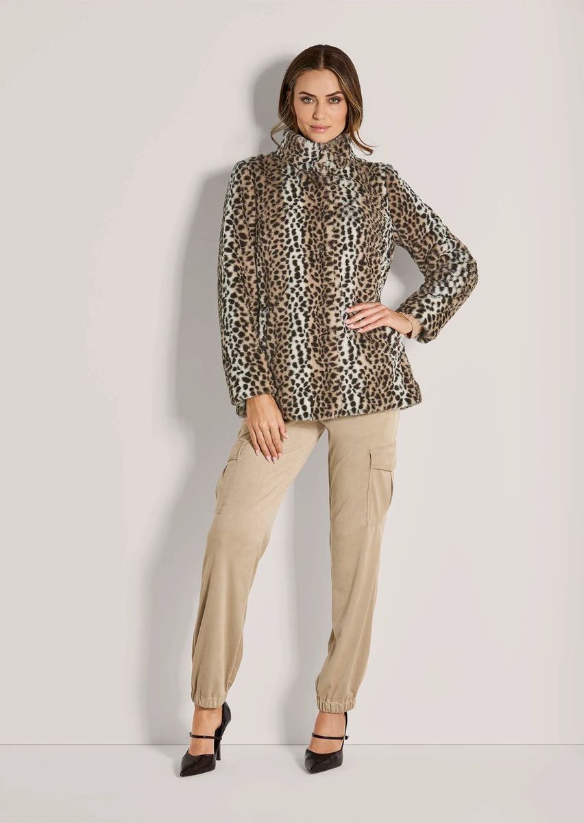 Webpelzmantel mit Leopardenmuster