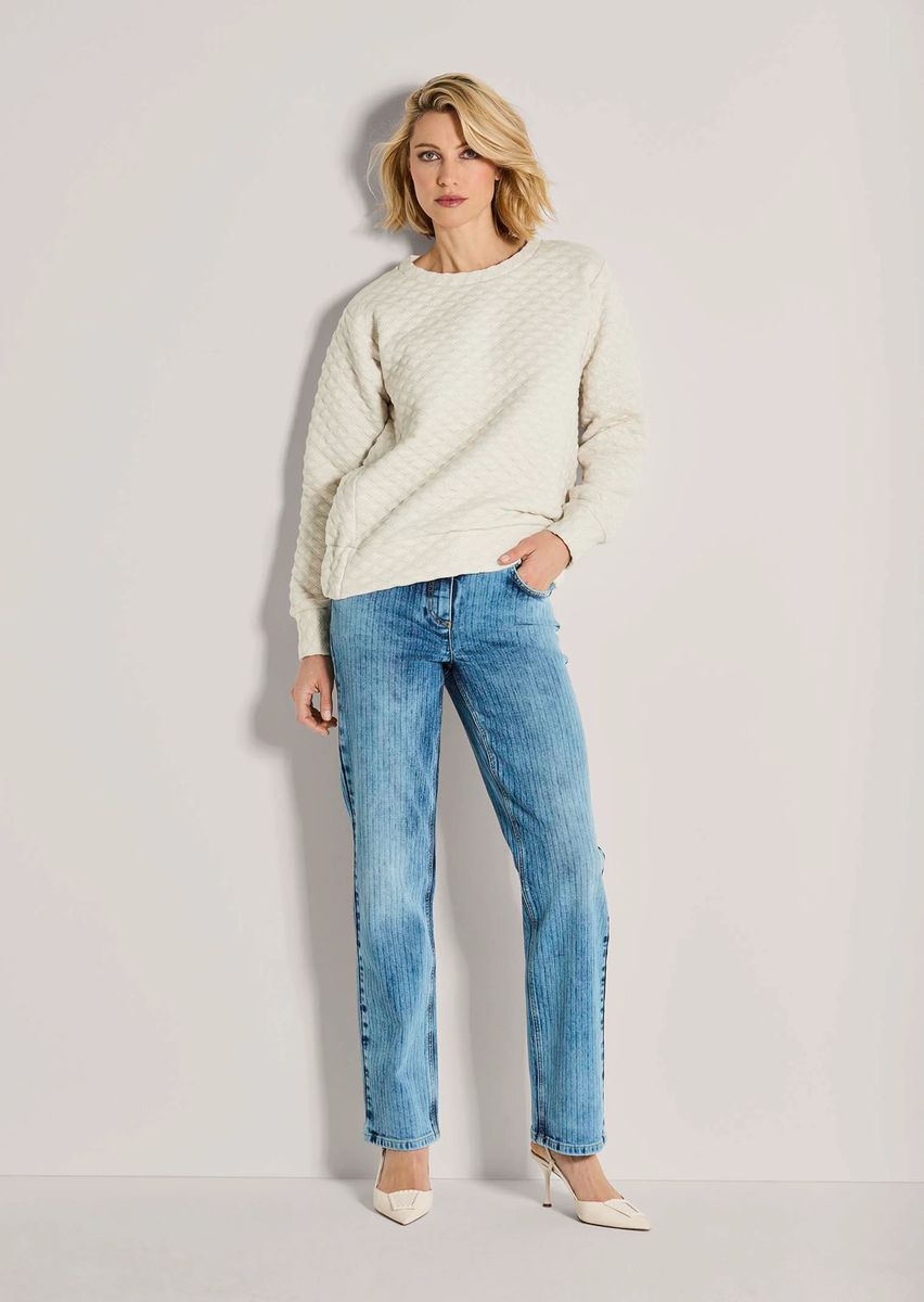Sweatshirt mit Rautensteppung und Glanzeffekt