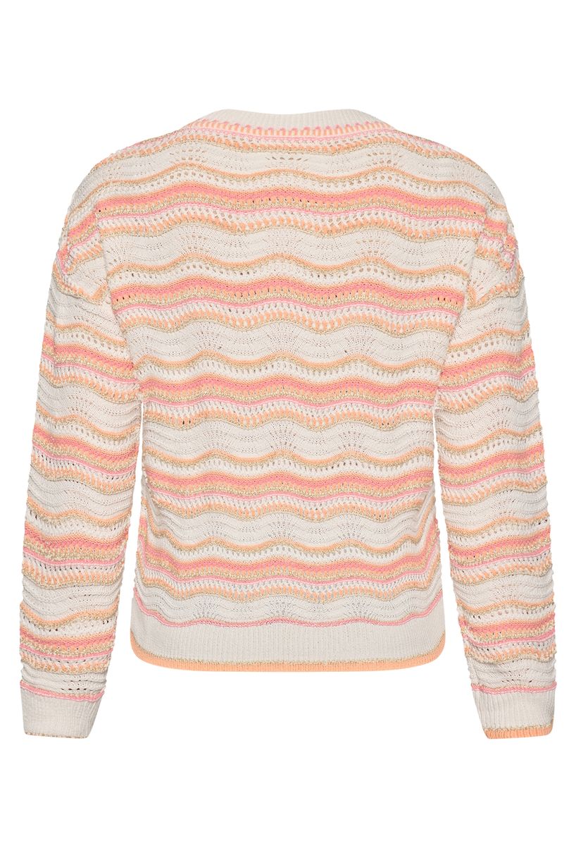 Schimmernder Ajour-Wellenmuster Pullover