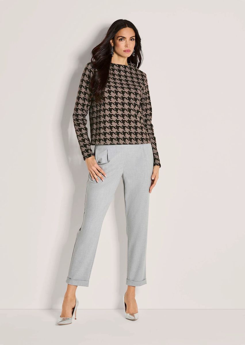 Sweatshirt mit Hahnentritt-Muster