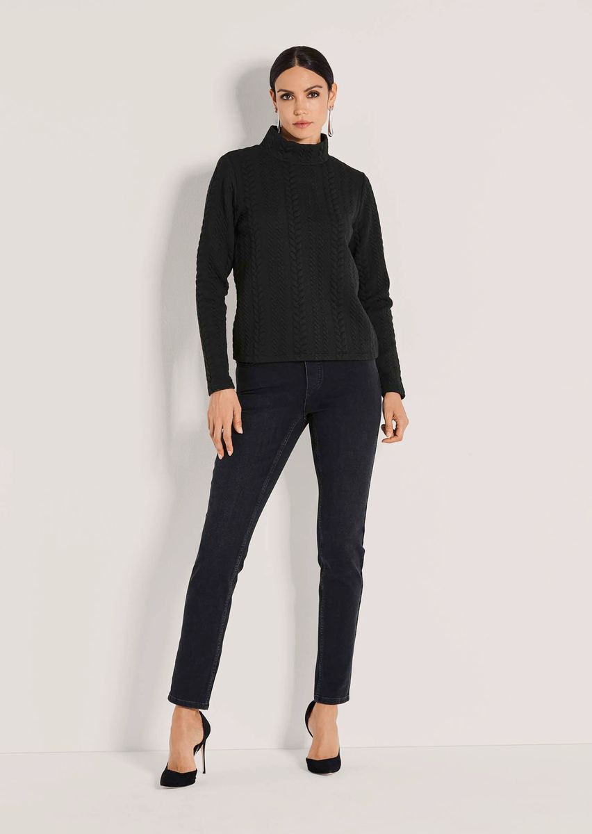 Strukturierter Sweatshirt mit Stehkragen