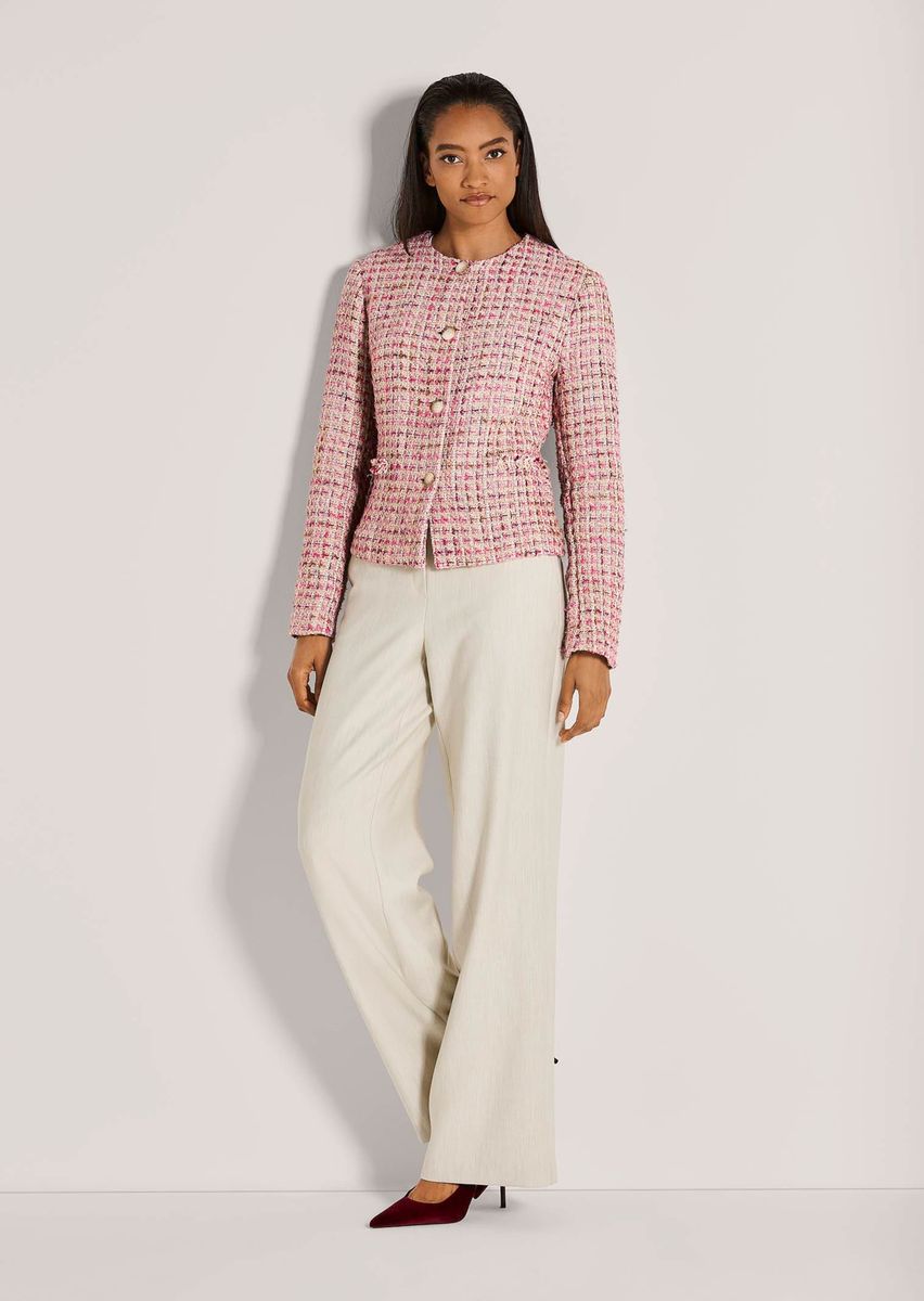 Kragenloser Tweed-Blazer mit Glanzeffekt